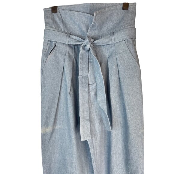 2/$30 NWT Choosy Size 4 Light Blue High-Waisted Tie-Belted Light Denim Pants - Picture 7 of 15